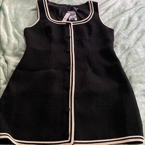 J. Crew Black sleeveless dress with Cream Braided Trim